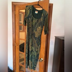 FARM RIO Dark green leopard bodycon midi dress